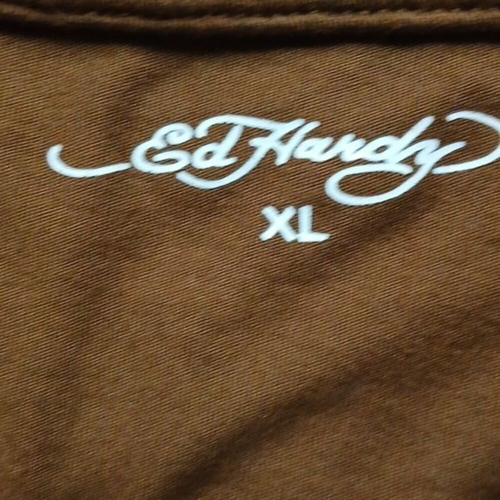 Ed Hardy Love Kills Slowly Brown y2k Baby Tee - Picture 5 of 6